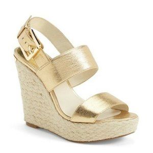 Michael Kors gold Posey wedges